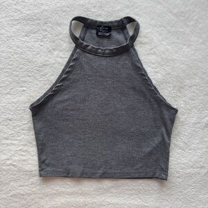 Zara Gray Fitted Crop Tank